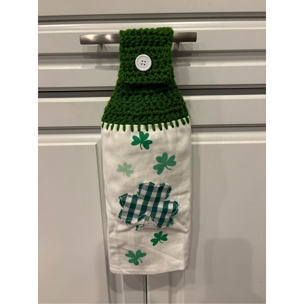 Crochet Top Kitchen Towel-3 leaf clover